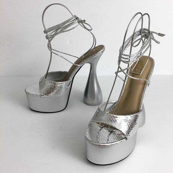 EGO Silver Platform Heels - Picture 8 of 15